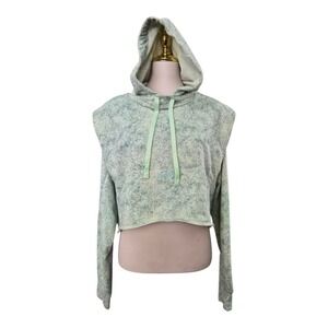 Gymshark Women's Chalk Vented Cropped Pullover Hoodie Light Sage Sz XL